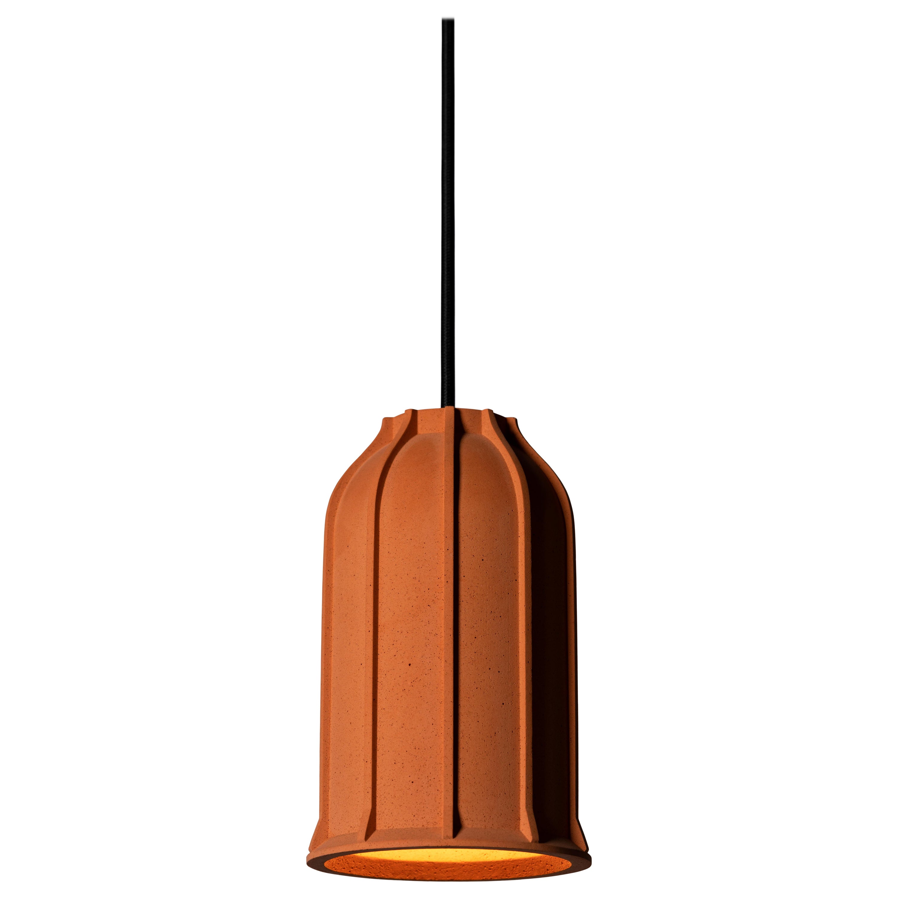 Lampe à suspension contemporaine « U » en terre cuite, orange en vente