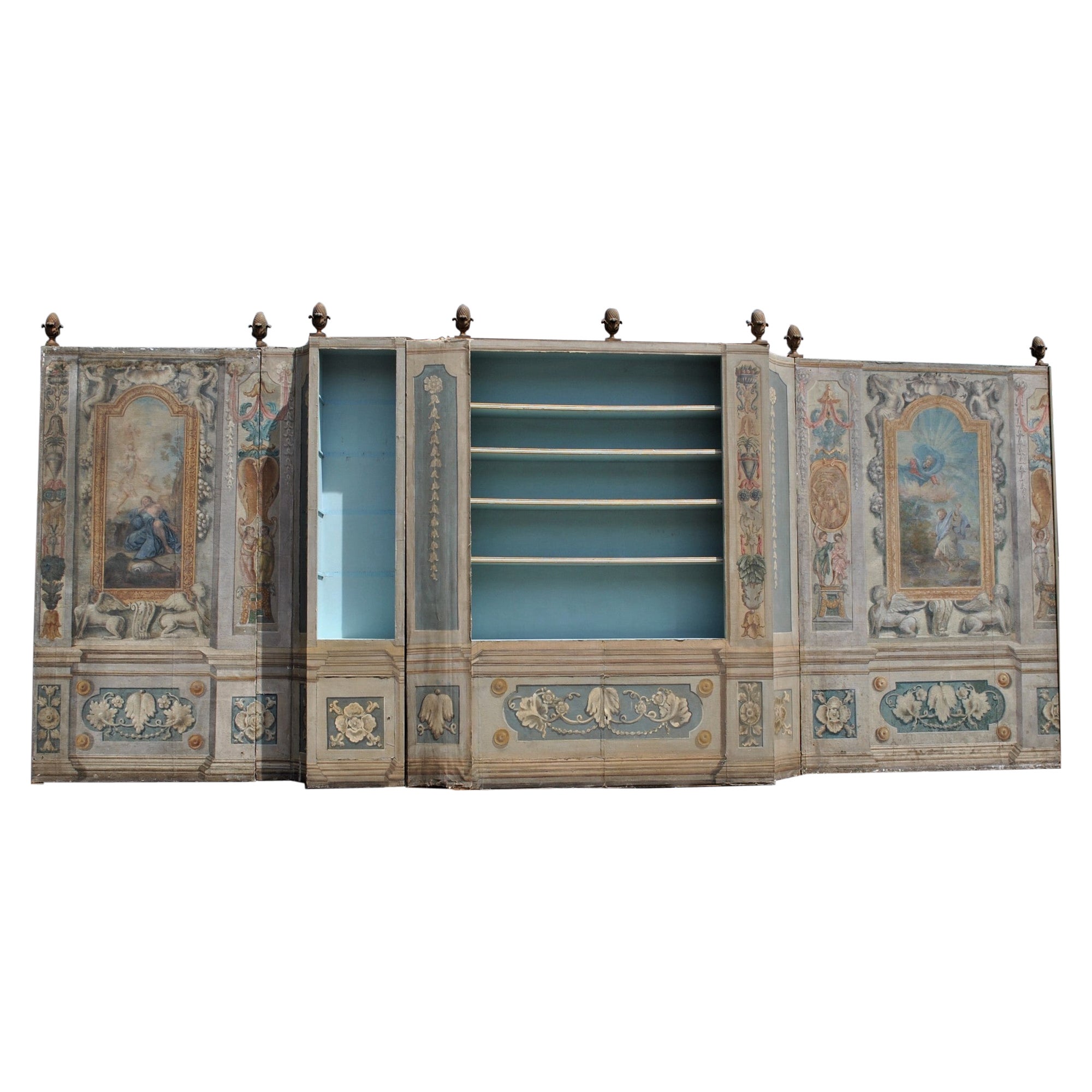 Pair of Bookcases with Painted Panels from the 17th Century For Sale