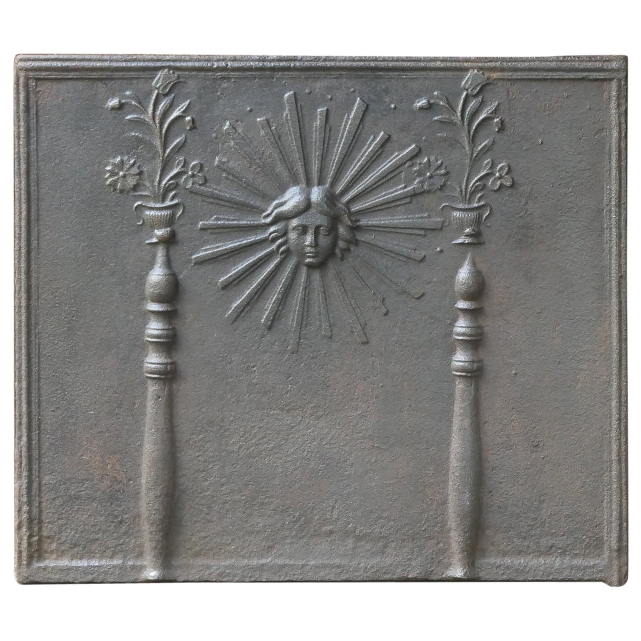 Antique French Neoclassical 'The Sun' Fireback, 18th-19th Century