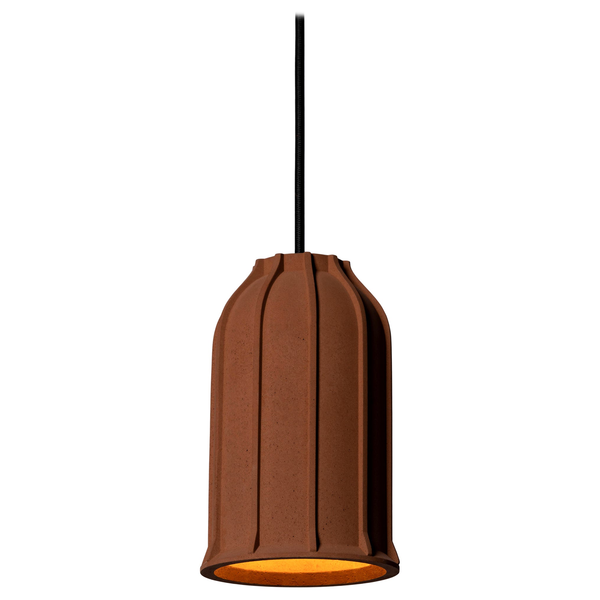 Contemporary Pendant Lamp 'U' in Terracotta, Brown For Sale