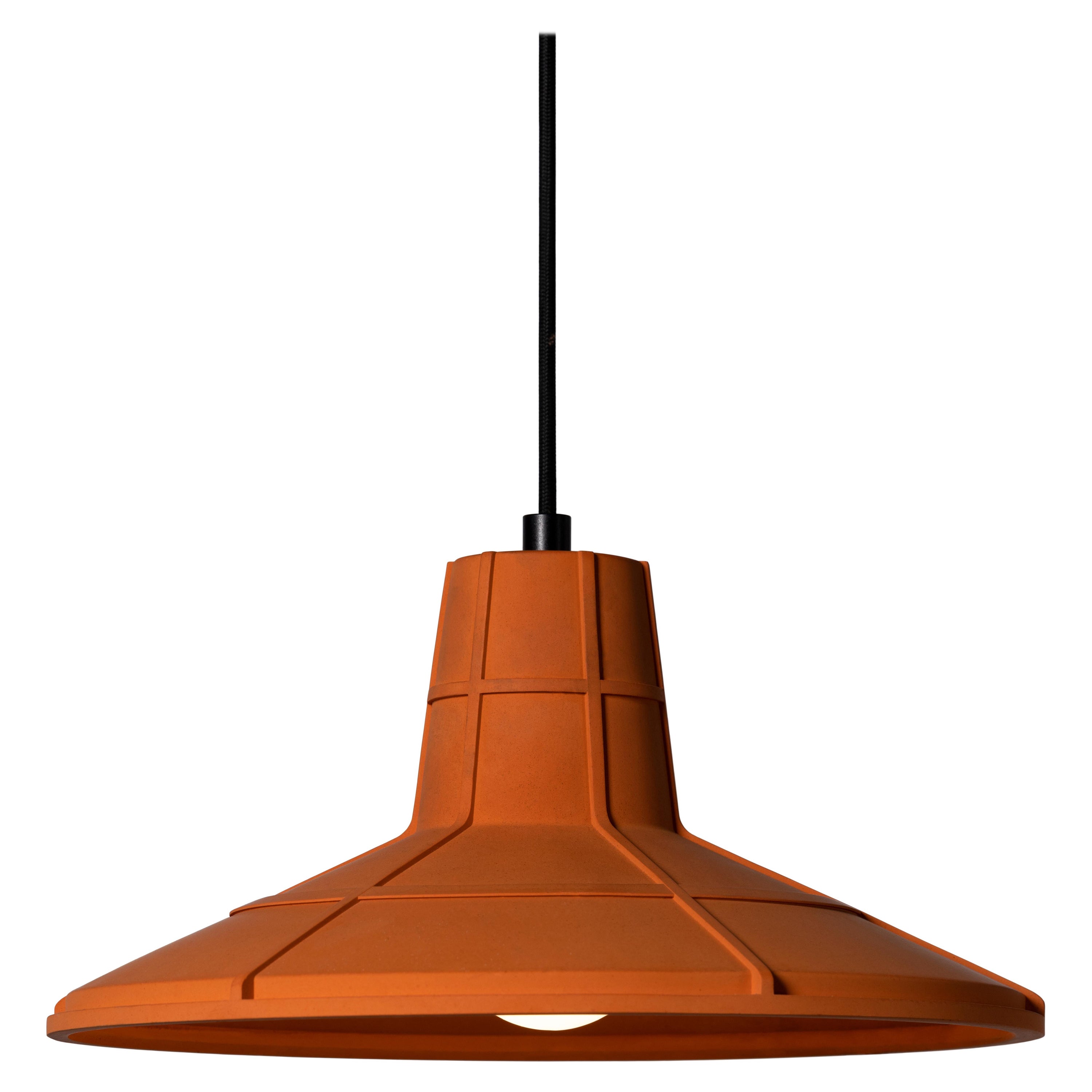 Lampe à suspension contemporaine L en terre cuite, orange en vente