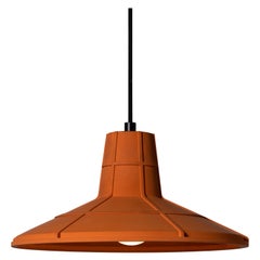 Lampe à suspension contemporaine L en terre cuite, orange
