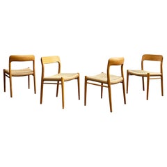4 Danish Mid-Century Modern Oak Dining Chairs #75, Niels O. Møller, J. L. Moller