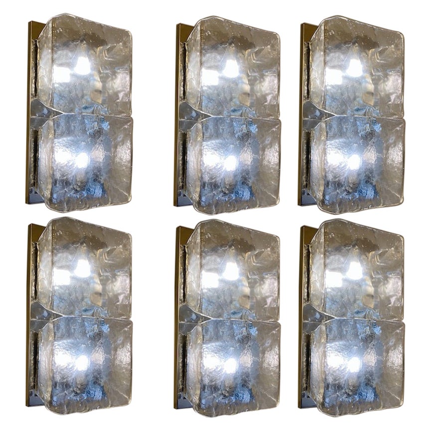 Fantastic Pair of Grey Color Wall Lights by Aureliano Toso Murano 1970' For Sale