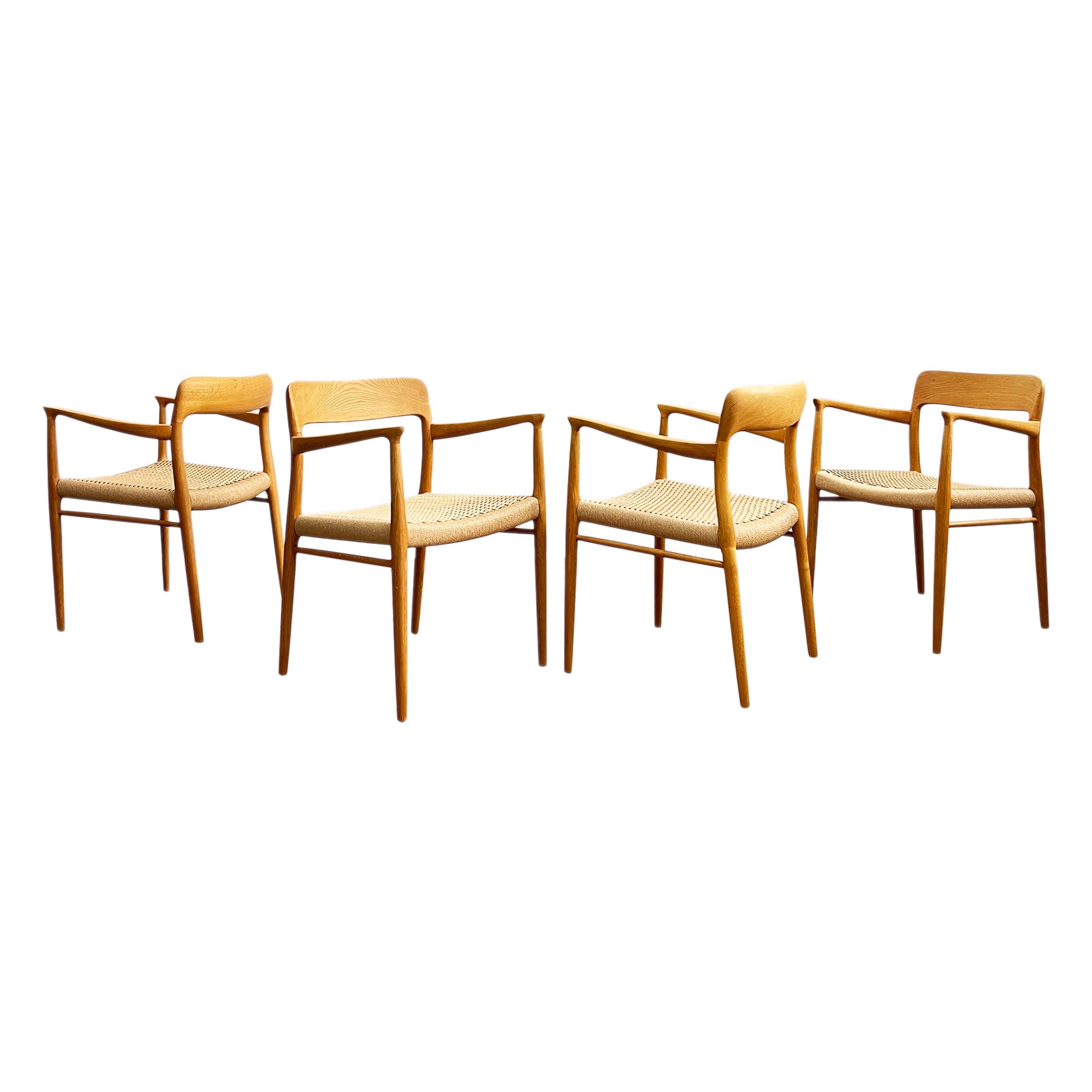 4 Mid-Century Oak Dining Chairs #56 by Niels O. Møller for J. L. Moller