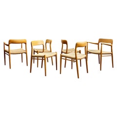 6 Mid-Century Oak Dining Chairs #56 & #75 by Niels O. Møller for J. L. Moller