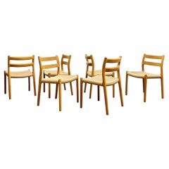 6 Danish Mid-Century Modern Oak Dining Chairs #84, Niels O. Møller, J. L. Moller