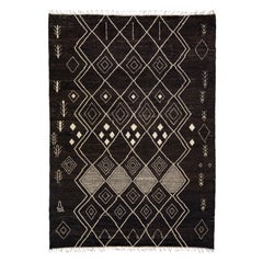 Modern Moroccan Style Handmade Brown Tribal Wool Rug