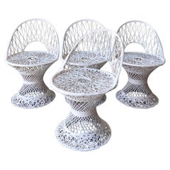Mid-Century Modern White Russell Woodard Spun Fiberglass Chairs, Set of 4