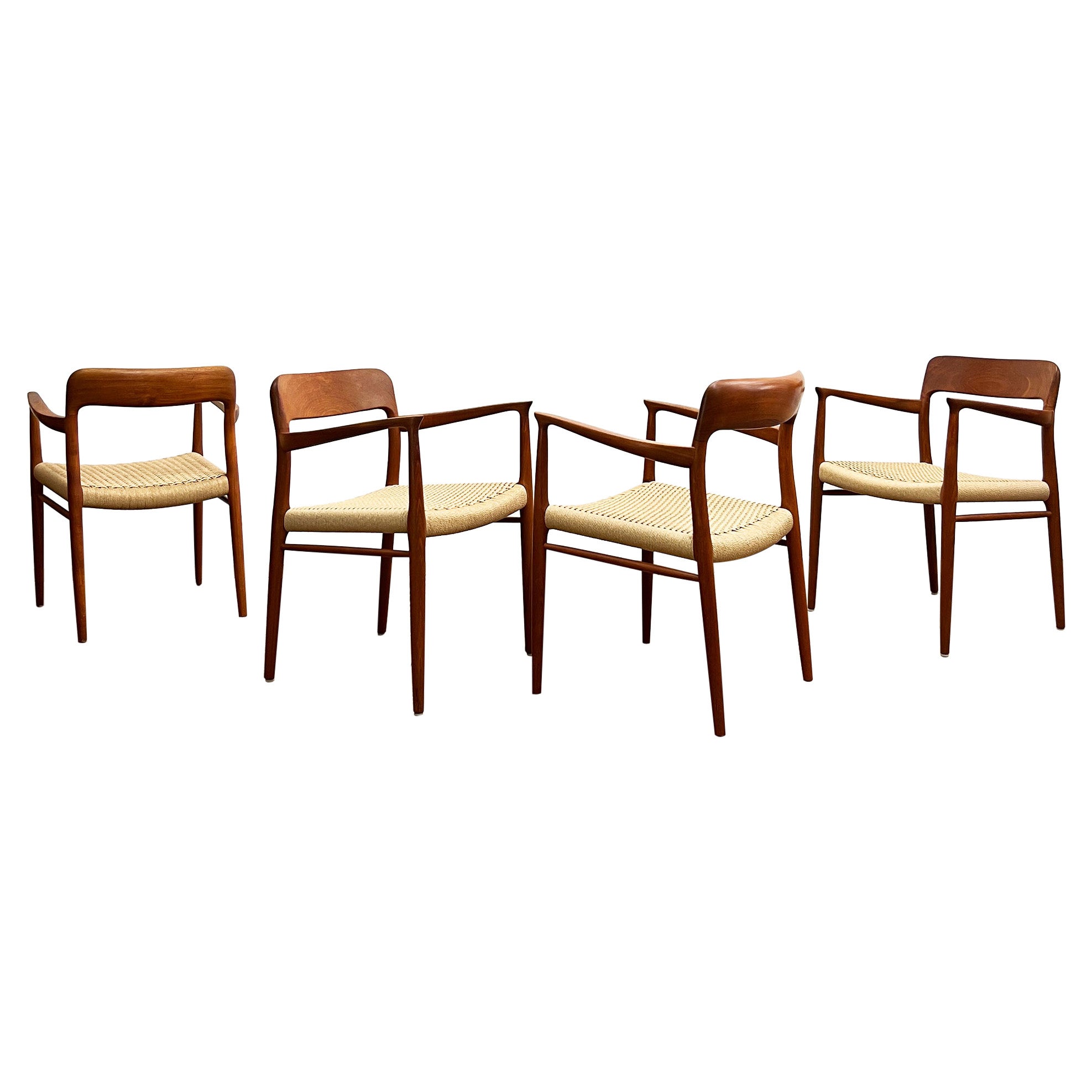 4 Mid-Century Teak Dining Chairs #56 by Niels O. Møller for J. L. Moller