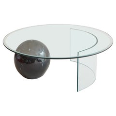 Postmodern Glass + Ceramic Coffee Table, USA 1980s