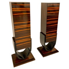 Pair of French Art Deco Macassar Ebony Pedestals