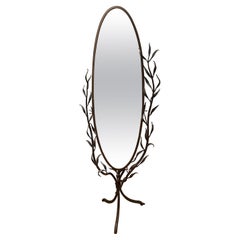Italian Freestanding Metal Leaf  Design Vanity Mirror 