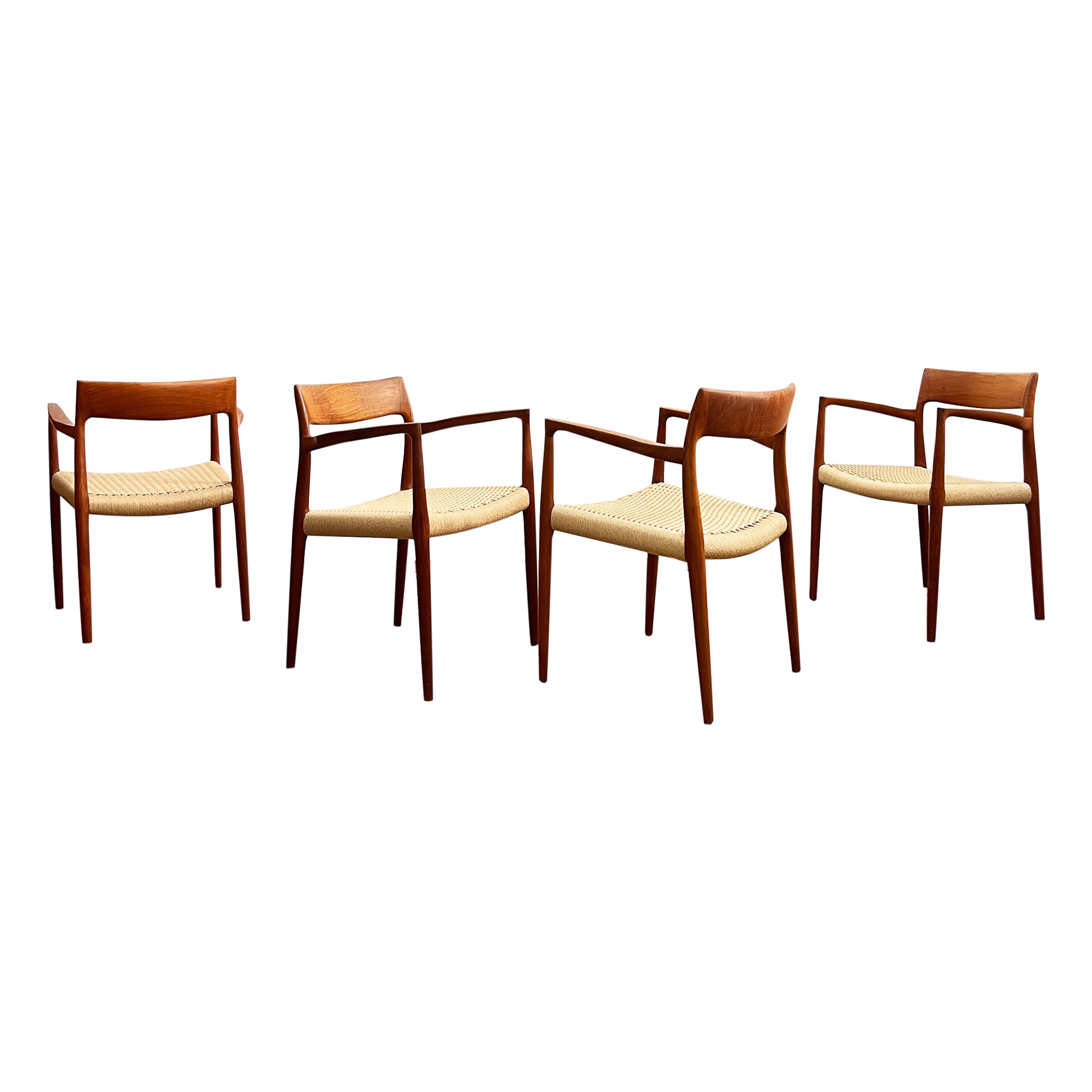 4 Danish Mid-Century Teak Dining Chairs #57 by Niels O. Møller for J. L. Moller