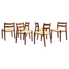 6 Mid-Century Modern Teak Dining Chairs #84 by Niels O. Møller for J. L. Moller