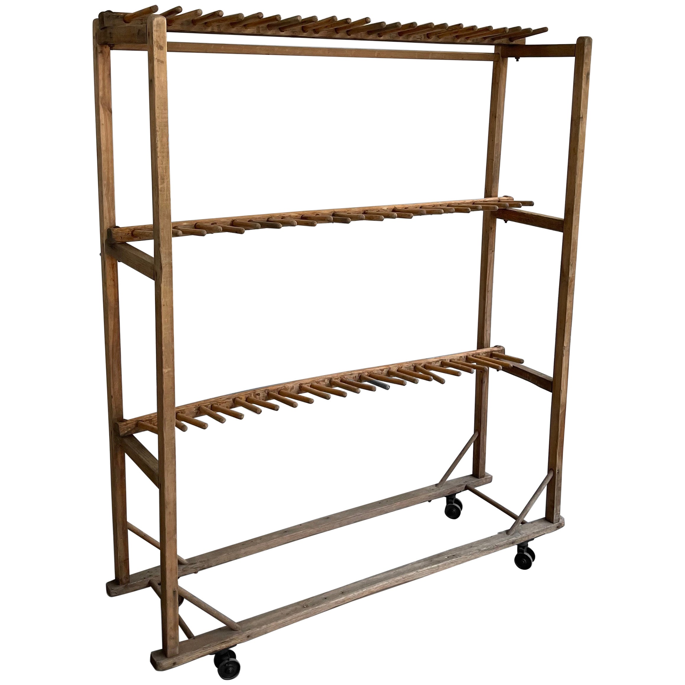 Industrial Primitive Maple Cobbler's Shoe Rack For Sale