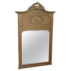 19th Century Tall Bleached Oak Mantel Mirror