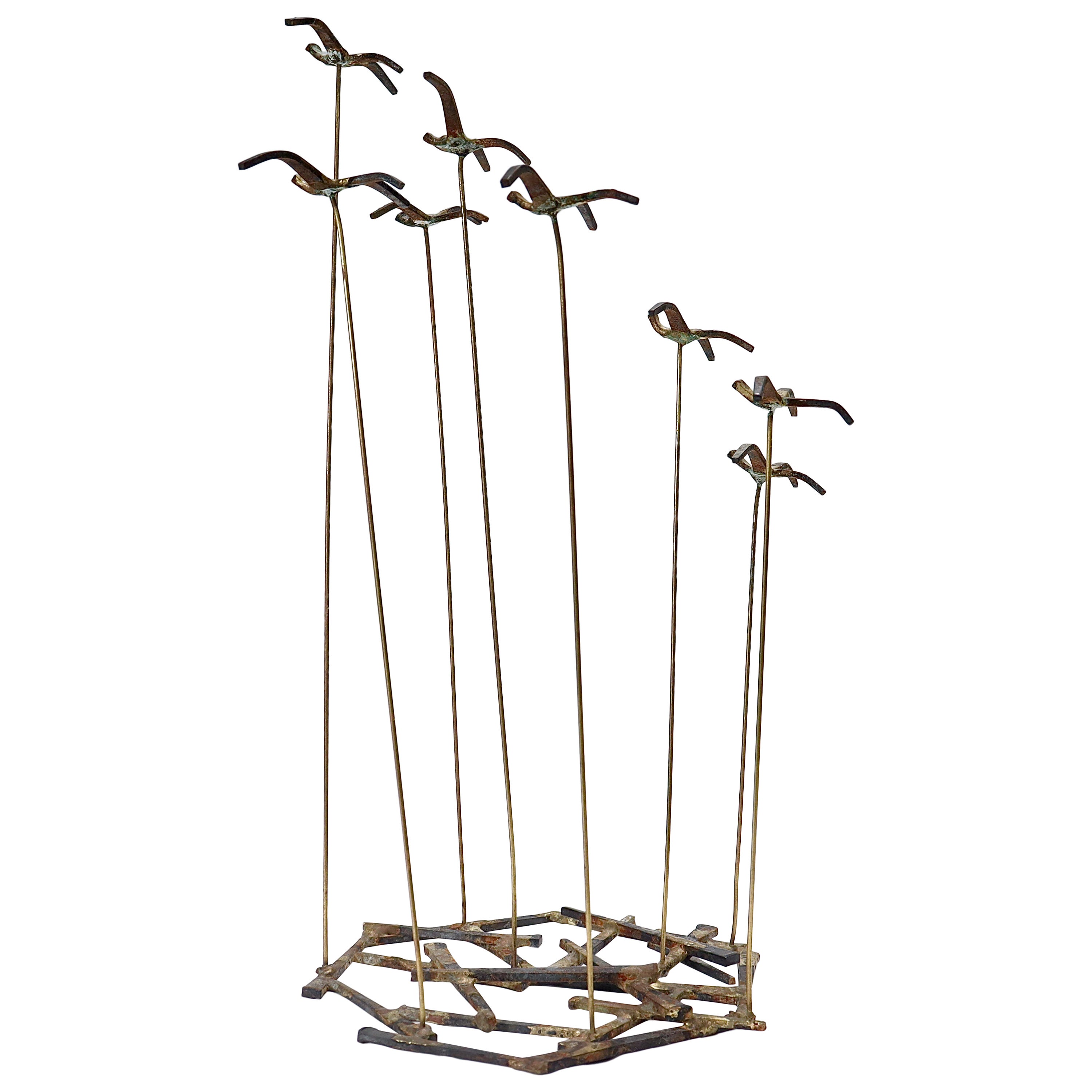 Sculpture d'oiseaux carrées taillées de style Curtis Jere, moderne du milieu du siècle dernier