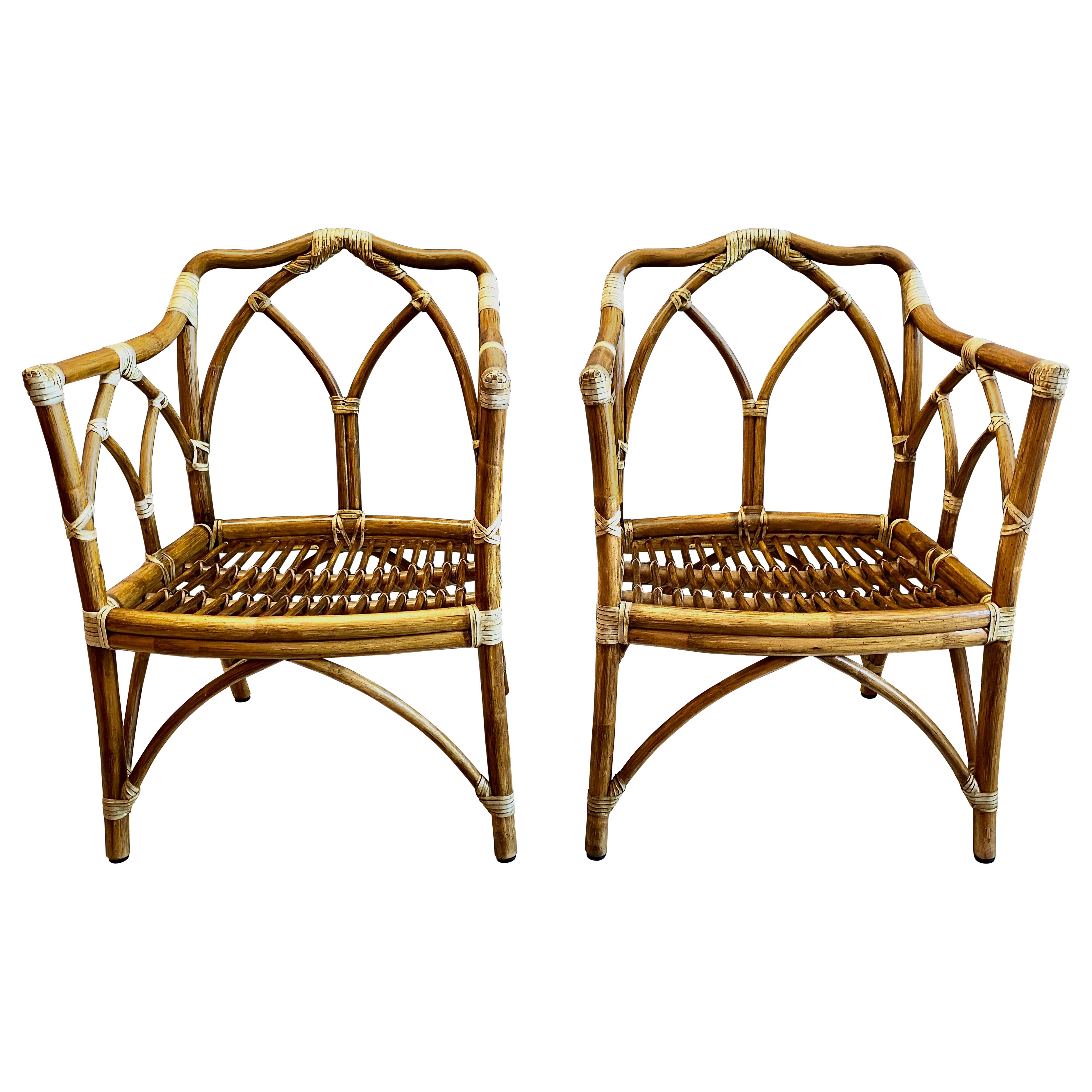 Pair McGuire Cathedral Lounge Chairs