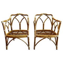 Vintage Pair McGuire Cathedral Lounge Chairs