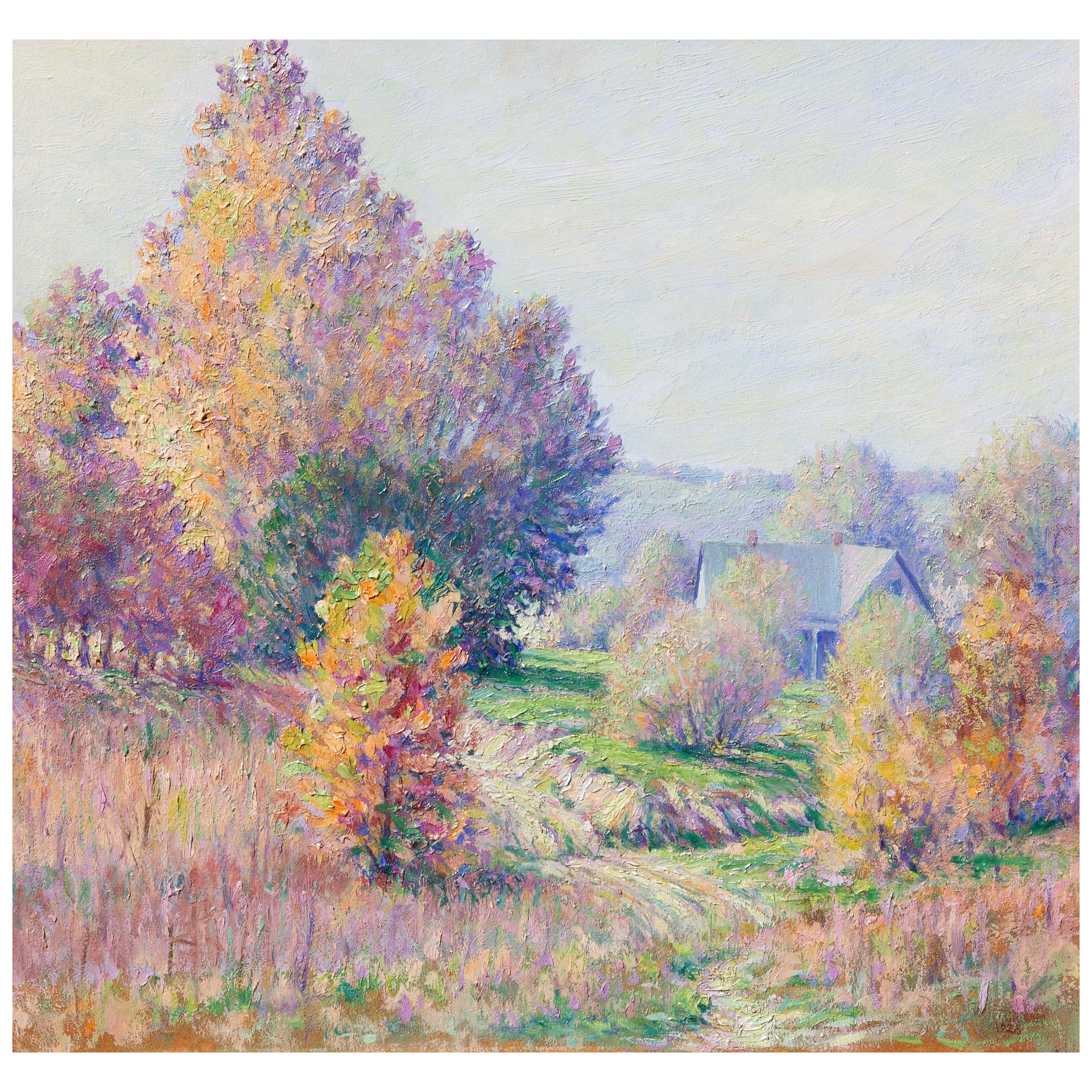 American Impressionist Landscape Painting by William T. Turman Dated 1928