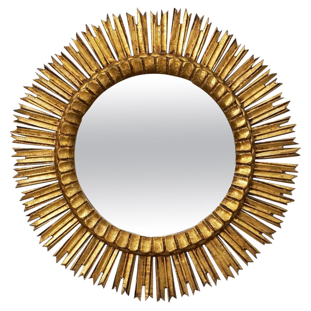 Gilt Starburst or Sunburst Mirror from France (Diameter 26)