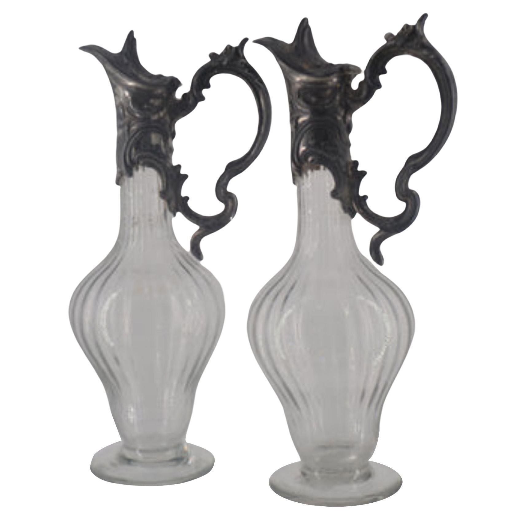 Set of Specter and Glass Decanters For Sale