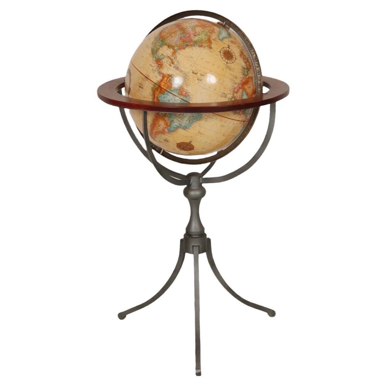 Midcentury Illuminated Floor Globe on Stand Replogle For Sale at 1stDibs