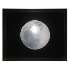 Peinture à l'huile « Full Moon » en noir et blanc, David Cox 