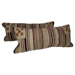 Retro Navajo Indian Weaving Bolster Pillows, Pair