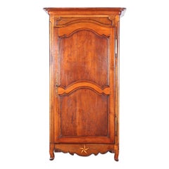 Early 19th Century French Inlaid Cherry Single Door Armoire or Bonnetiere