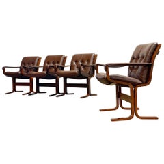 Westnofa Siesta Occasional Arm Chairs, Ingmar Relling, Leather + Beech Wood