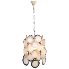 36 Disc White, Murano Glass Chandelier by Vistosi