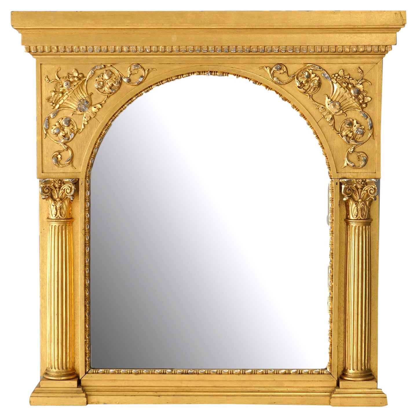 Antique French Empire Classical Greco Style Giltwood Wall Mirror 19th C For Sale