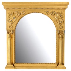 Antique French Empire Classical Greco Style Giltwood Wall Mirror 19th C