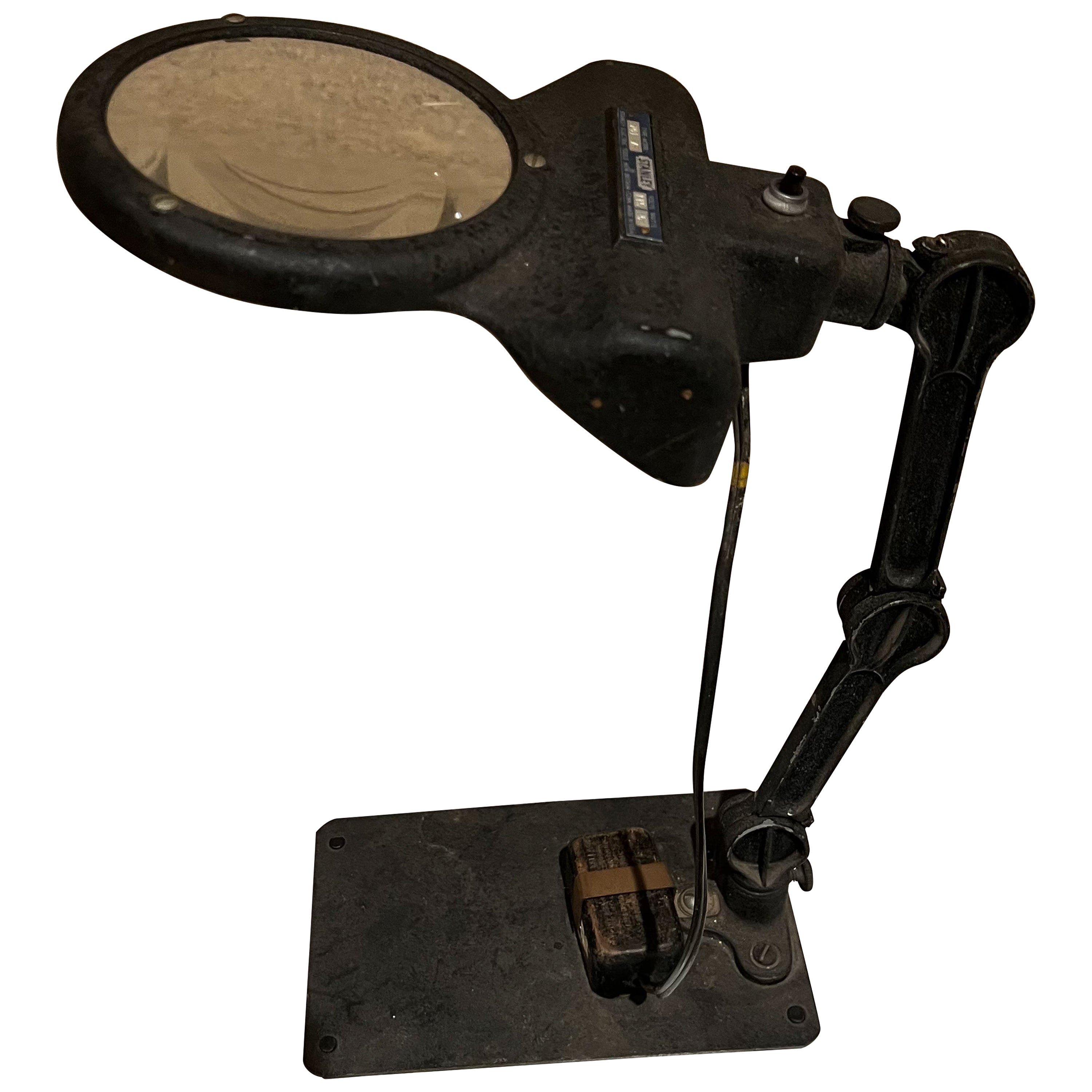 1950s Stanley Industrial Vintage Articulating Magnifying Table Lamp 701 en vente