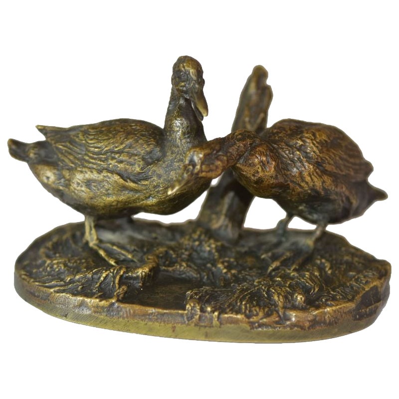 Tier-Bronze mit einer Gruppe von Vögeln von P. J. Mne Periode 19. Jahrhundert