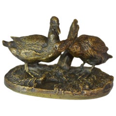Tier-Bronze mit einer Gruppe von Vögeln von P. J. Mne Periode 19. Jahrhundert