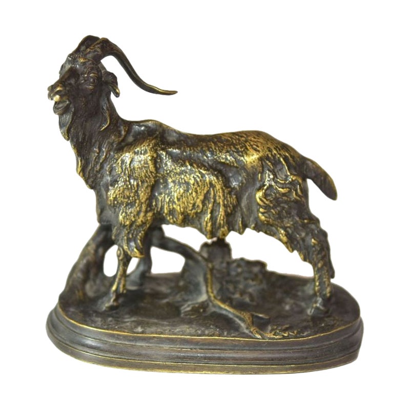 Animal Bronze with Goat by P. J Leads, Late 19th Century
