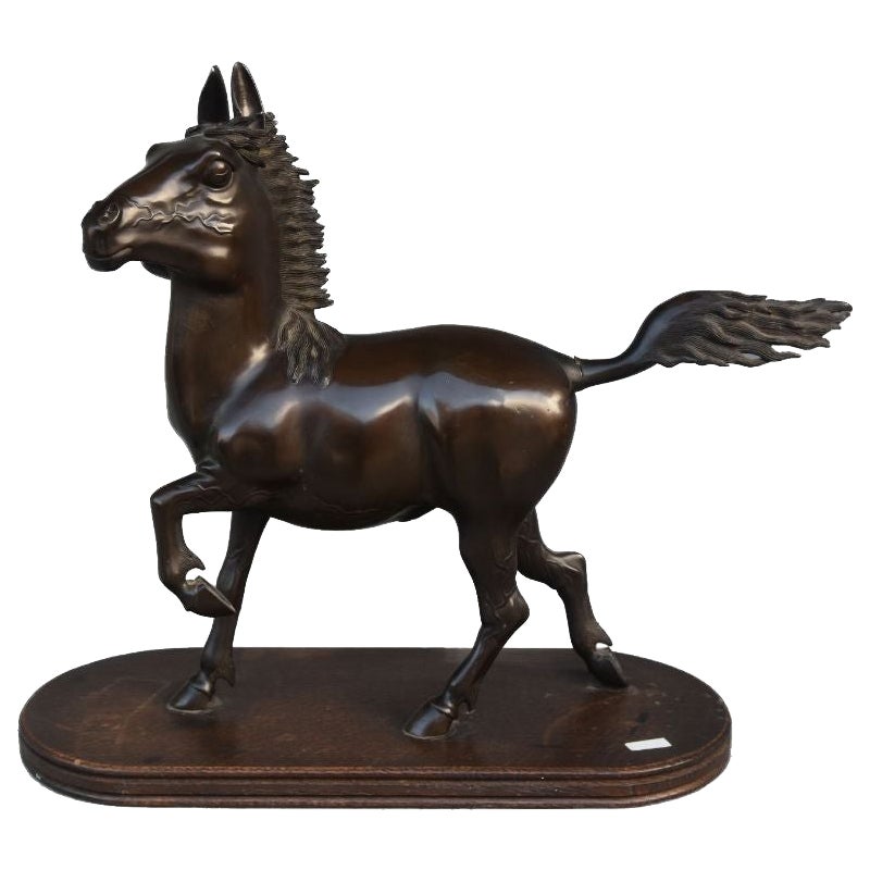 Bronce animal con caballo asiático, hacia 1900