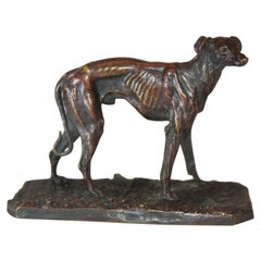 19th Century Greyhound Animal Bronze by Pj Mène