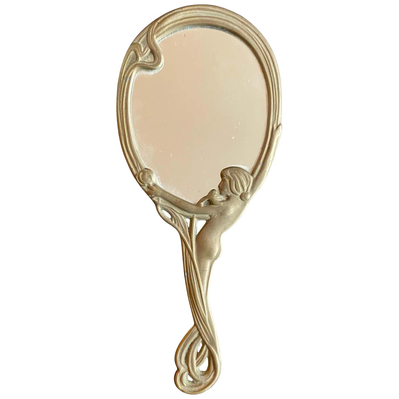 Art Nouveau Brass Hand Mirror For Sale at 1stDibs | antique brass hand ...