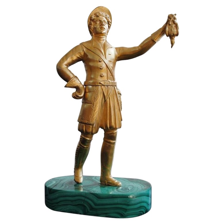 Veneur in bronzo russo a La Partridge Terrace in malachite XIX secolo