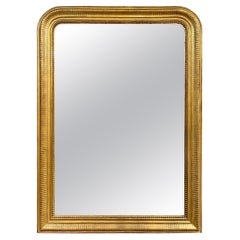 19th Century French Gold Louis Philippe Mirror with Line Pattern