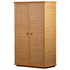 Bamboo/Rattan and Brass Wardrobe by Dal Vera, Italy, 1970s
