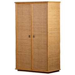 Kleiderschrank aus Bambus/Rattan und Messing von Dal Vera, Italien, 1970er Jahre