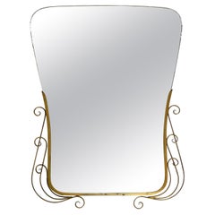 Stunning Italian Mid Century Wall Mirror with an Ornate Brass Frame