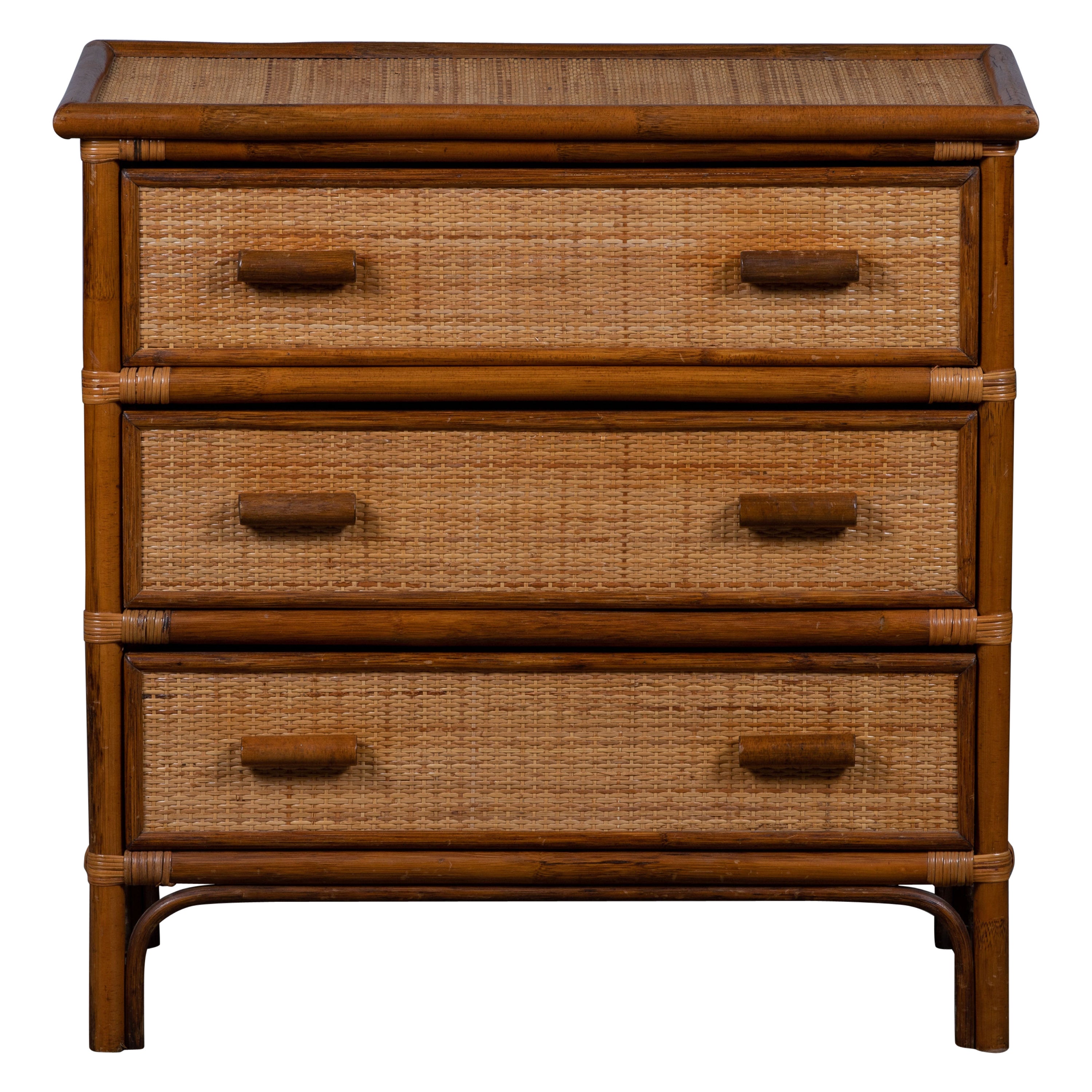 Cane Organic Mid-Century Chest of Drawers, 1970, Italy