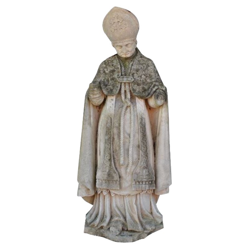 Ancient Stone Statue of Papal Representation For Sale