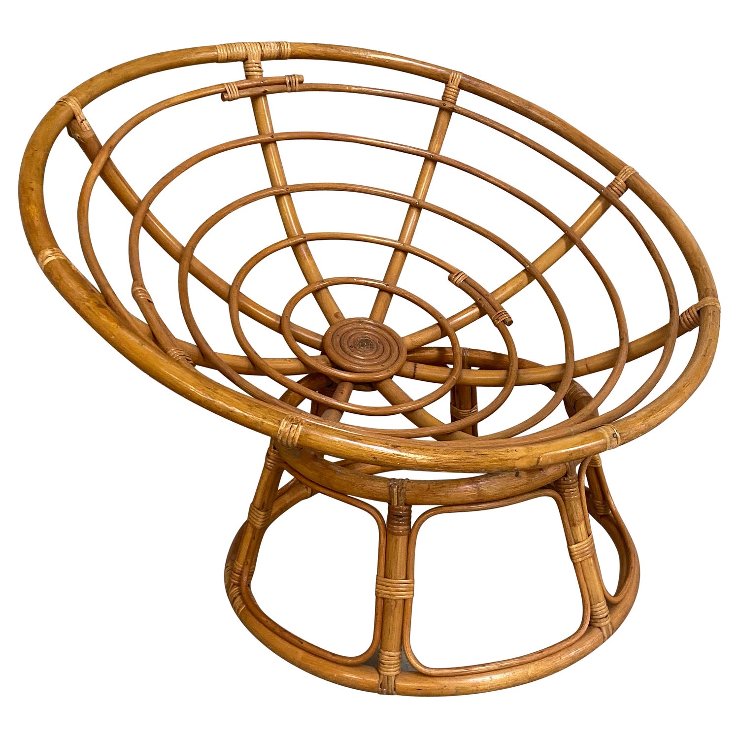 Papasan Bamboo Wicker Lounge Chair, 1970s, Italy For Sale at 1stDibs